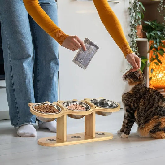 Multi-Layer Elevated Cat Feeder with Pet Food and Water Bowls, Includes 3 Stands, Easy-To-Assemble and Portable Design, Ideal for Multiple Cats Tiktokshopspringglowup Summervibes Petlovers