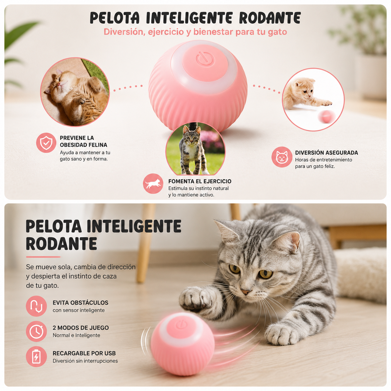 Juguete pelota inteligente con movimiento