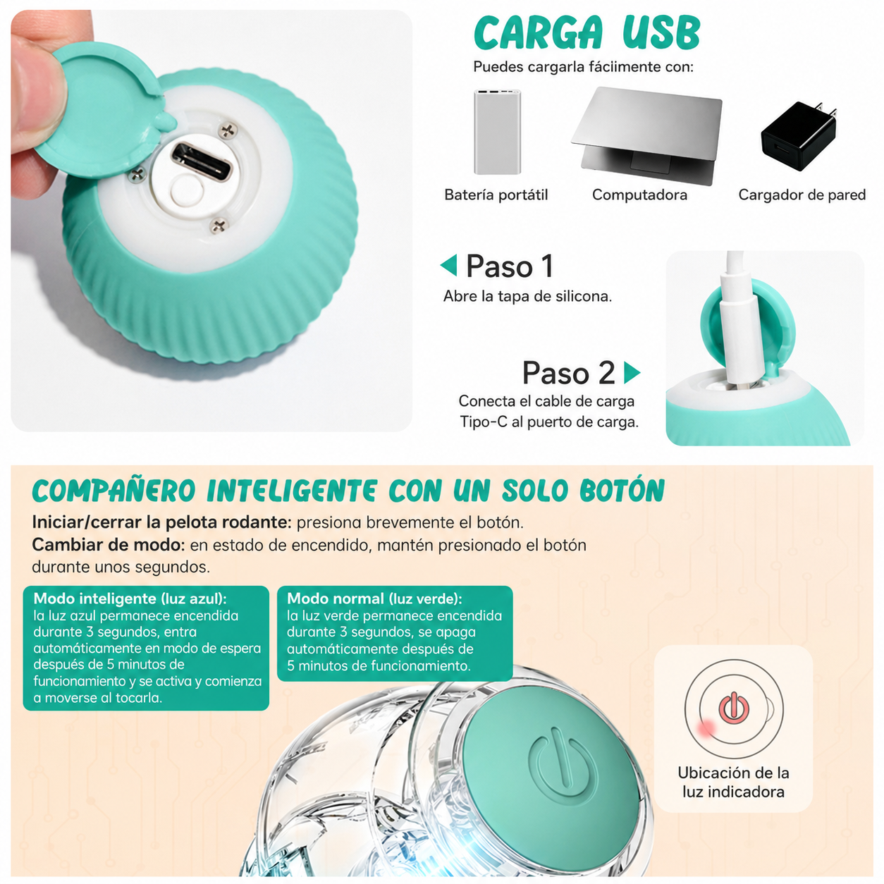 Juguete pelota inteligente con movimiento