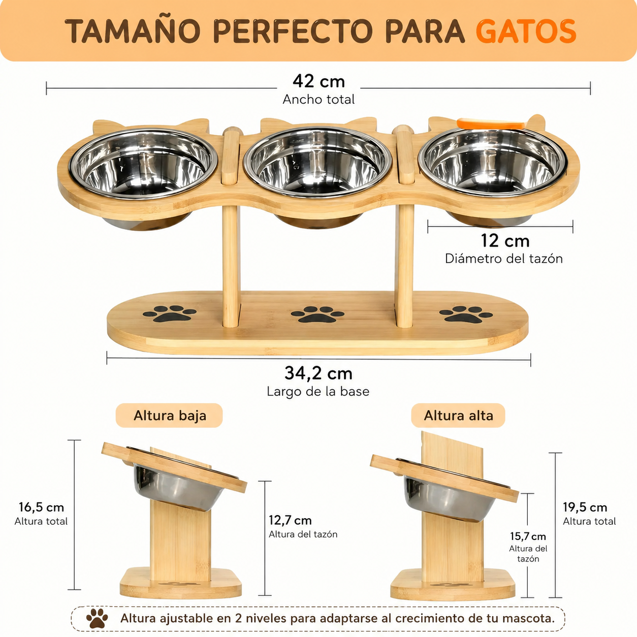 Comedero Elevado Ajustable para Gatos y Perros Pequeños 🐾