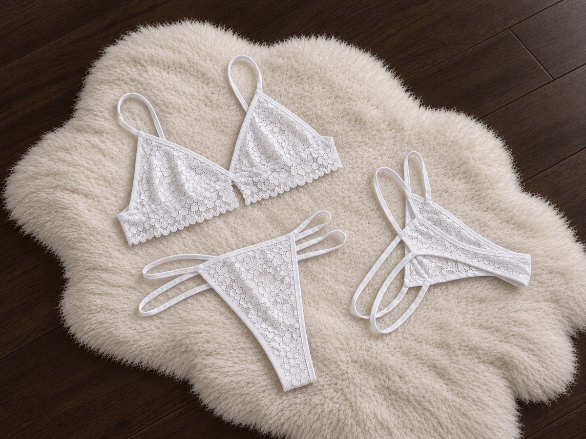 Conjunto bralette encaje colaless doble tira.