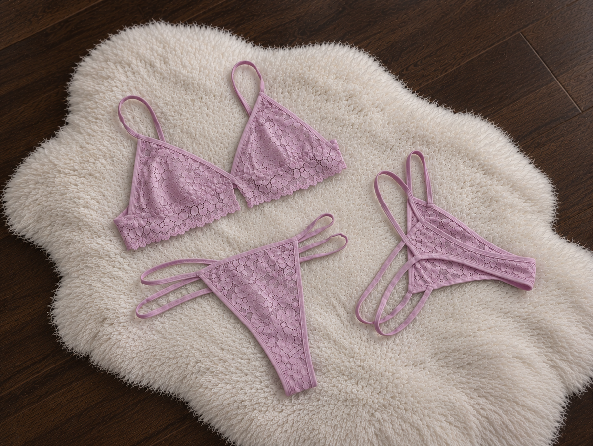 Conjunto bralette encaje colaless doble tira.