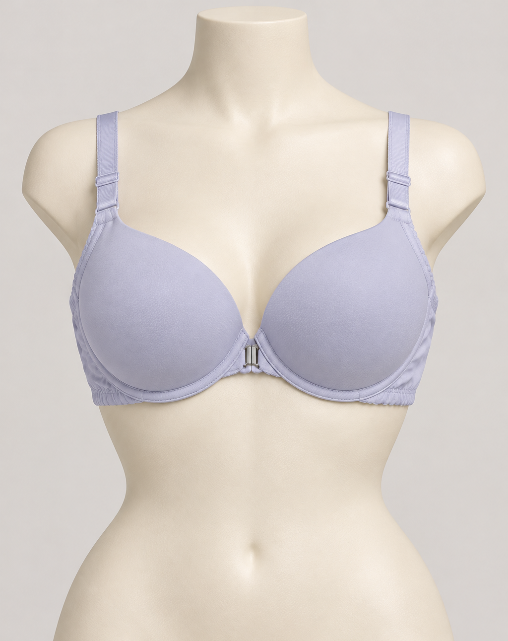 Sostén lila claro con broche delantero gris